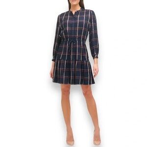 Tommy Hilfiger Women’s Windowpane Plaid Knee Length Long-Sleeve Dress, Size 10